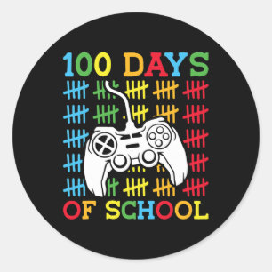 100 Tage Videospiele-Controller-Gaming in der Schu Runder Aufkleber