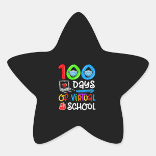 100 Tage virtuelle Schule online Stern-Aufkleber