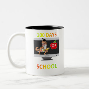 100 Tage virtueller Schulunterricht im Quartal Zweifarbige Tasse