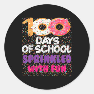 100 Tage voller Spaß Donuts Happy 100 Day Runder Aufkleber