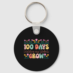 100 Tage wachsende Blume Lehrer 100. Tag Schlüsselanhänger