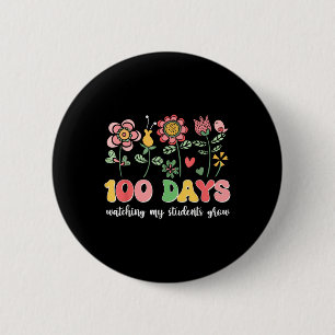100 Tage wachsende Boho Blume Lehrer 100. Tag Button