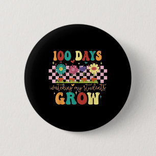 100 Tage wachsende Boho Blume Lehrer 100. Tag Button