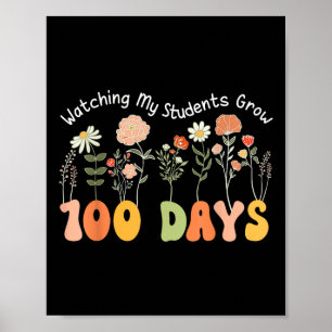 100 Tage wachsende Boho Blume Lehrer 100. Tag Poster