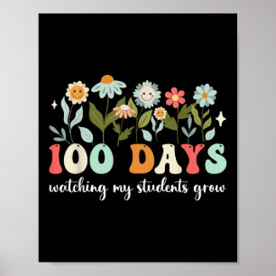 100 Tage wachsende Boho Blume Lehrer 100. Tag Poster
