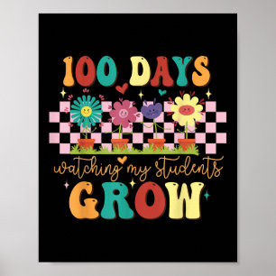 100 Tage wachsende Boho Blume Lehrer 100. Tag Poster