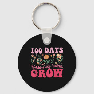 100 Tage wachsende Boho Blume Lehrer 100. Tag Schlüsselanhänger