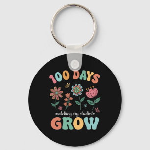 100 Tage wachsende Boho Blume Lehrer 100. Tag Schlüsselanhänger