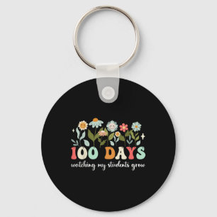 100 Tage wachsende Boho Blume Lehrer 100. Tag Schlüsselanhänger