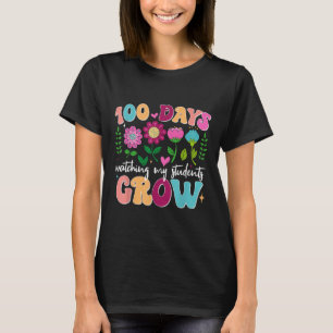 100 Tage wachsende Boho Blume Lehrer 100. Tag T-Shirt
