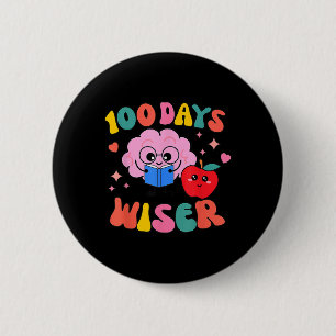 100 Tage weiser Retro Groovy 100 Tage Schultee Button