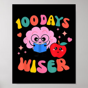 100 Tage weiser Retro Groovy 100 Tage Schultee Poster