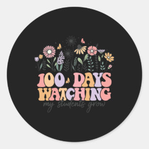 100 Tage Wildblumen der Schule 100. Schultag Runder Aufkleber