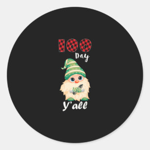 100 Tage Y'all Niedlich Gnome Happy 100 Day Runder Aufkleber