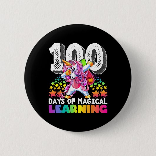 100 Tage Zauberkunststube Einhorngeschenk Button (Vorderseite)