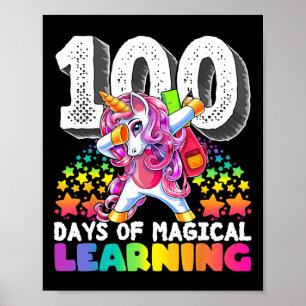 100 Tage Zauberkunststube Einhorngeschenk Poster
