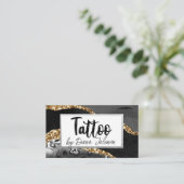 100 Tattoo Artist Termin Erinnerung Schwarzes Gold Visitenkarte (Stehend Vorderseite)