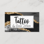 100 Tattoo Artist Termin Erinnerung Schwarzes Gold Visitenkarte (Vorderseite)