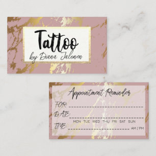 100 Termin Erinnerung Tattoo Künstler Rose Marmor Visitenkarte