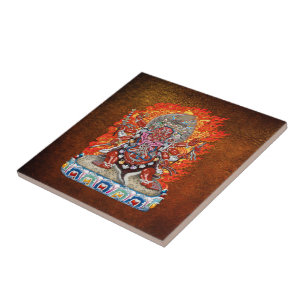 [100] Tibetischer Thangka - Wrathful Deity Hayagri Fliese