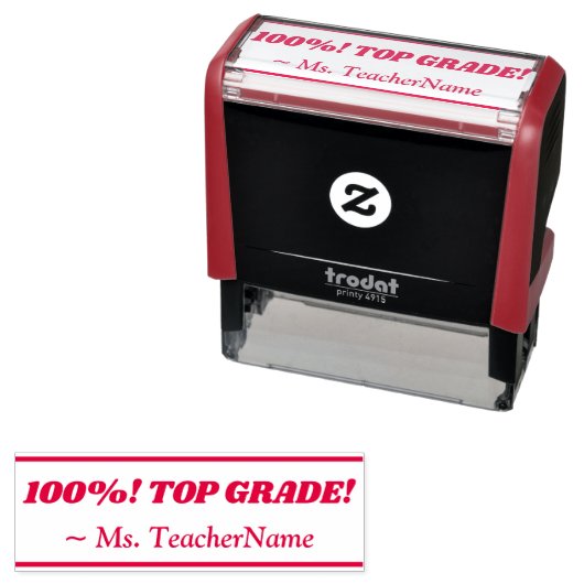 "100%! TOP GRADE!" + Instructor Name Rubber Briefm Permastempel (Beispiel)