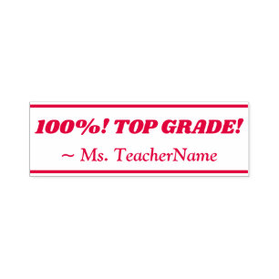 "100%! TOP GRADE!" + Instructor Name Rubber Briefm Permastempel