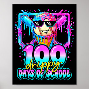 100 triefende Schultage Baseball Eiscreme 100. Poster