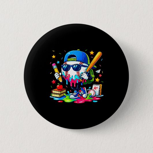100 tröpfelnde Schultage Baseball Eiscreme Jungen Button (Vorderseite)