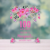 100 und der fantastische Empfang in rosa Blumen Acrylschild (Neutral)