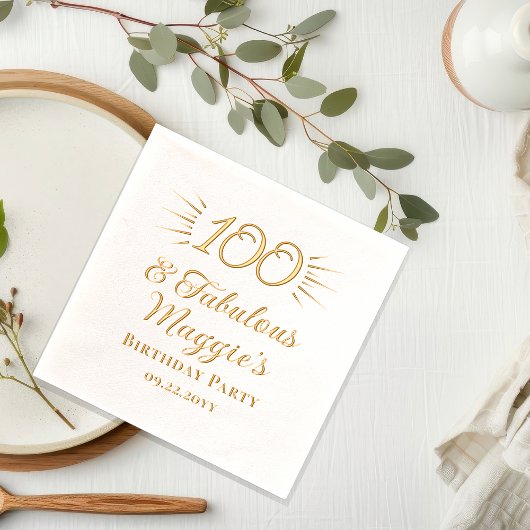 100 und fabelhafte 100. Geburtstagsparty Servietten Mit Folie