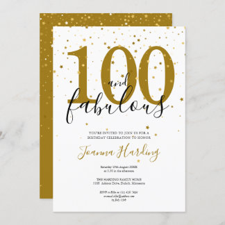 100 und fabelhafte Elegant Gold und Black Birthday Einladung