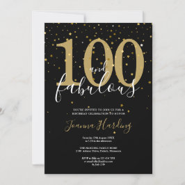 100 und fabelhafte Elegant Gold und Black Birthday Einladung
