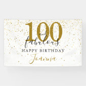 100 und fabelhafte Geburtstag Elegant Gold und Sch Banner (Horizontal)
