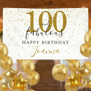 100 und fabelhafte Geburtstag Elegant Gold und Sch Banner