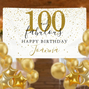 100 und fabelhafte Geburtstag Elegant Gold und Sch Banner