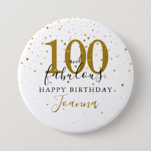 100 und fabelhafte Gold Black Birthday Party Button