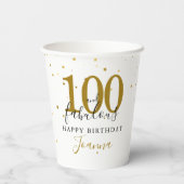 100 und fabelhafte Gold Black Birthday Party Pappbecher (Rückseite)
