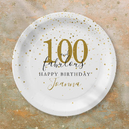 100 und fabelhafte Gold Black Birthday Party Pappteller