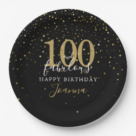 100 und fabelhafte Gold Black Birthday Party Pappteller
