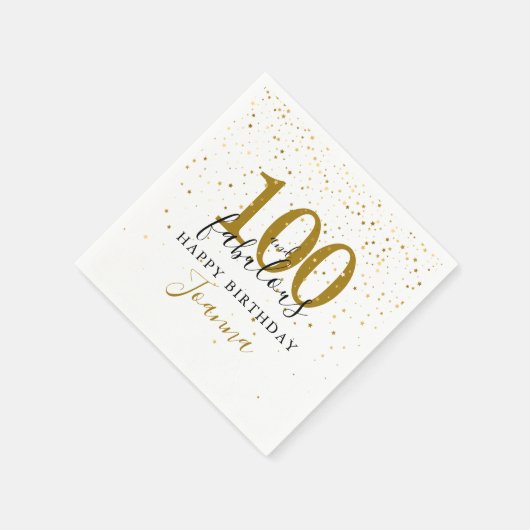 100 und fabelhafte Gold Black Birthday Party Serviette (Ecke)
