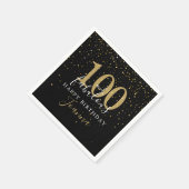 100 und fabelhafte Gold Black Birthday Party Serviette (Ecke)