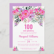 100 und fabelhafte lila rosa 100. Geburtstag