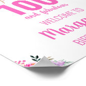 100 und fabelhafte rosa elegante Geburtstagsparty Poster (Ecke)