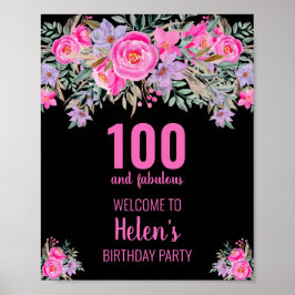 100 und fabelhafte schwarze Geburtstagsparty Poster