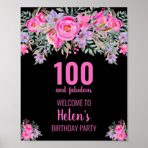 100 und fabelhafte schwarze Geburtstagsparty Poster