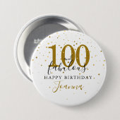 100 und fantastische goldene schwarze Geburtstagsf Button (Vorne & Hinten)