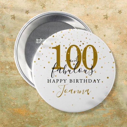 100 und fantastische goldene schwarze Geburtstagsf Button