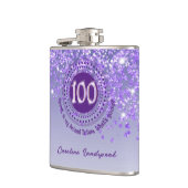 100. und Lila Glitzer- und Trinkangebot Flachmann (Links)