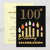 100. und über Geburtstag Gold-Party Einladung (Vorne/Hinten)