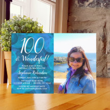 100 und wunderschöne Elegant Ocean Blue Birthday